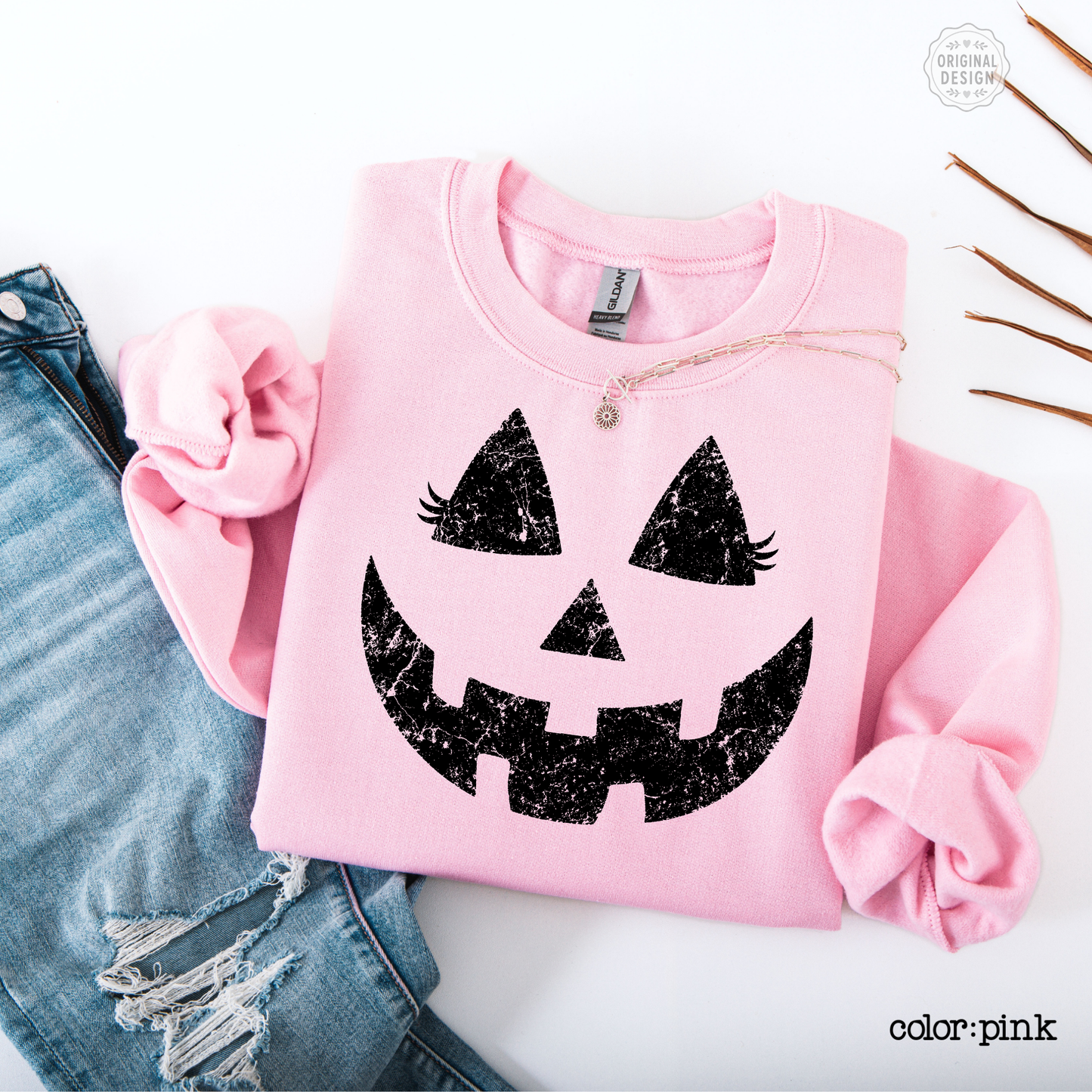 Retro Pumpkin Face Cozy Halloween Sweatshirt