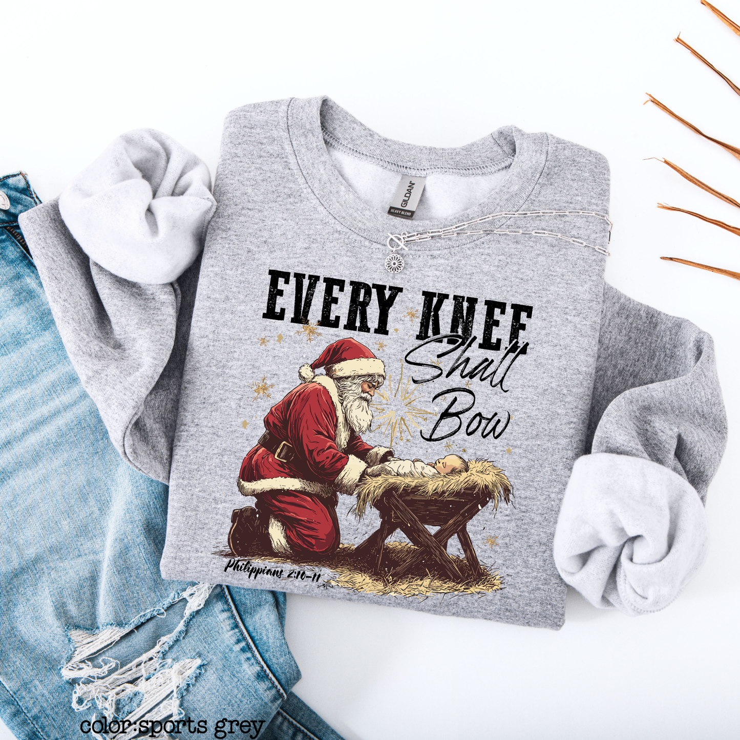Every Knee Shall Bow | Christian Christmas Sweatshirt