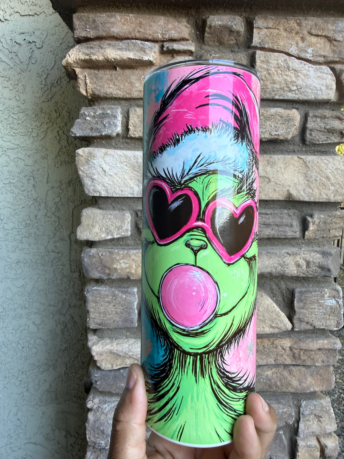 Grumpy Green Christmas Character Tumbler Holiday Gifts