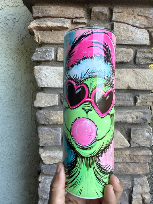 Grumpy Green Christmas Character Tumbler Holiday Gifts