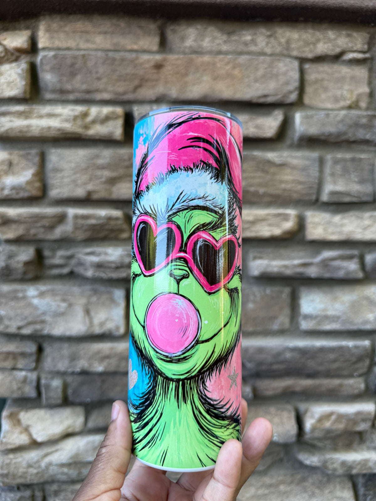 Grumpy Green Christmas Character Tumbler Holiday Gifts
