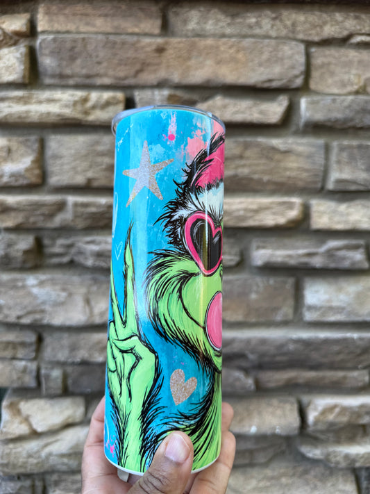 Grumpy Green Christmas Character Tumbler Holiday Gifts
