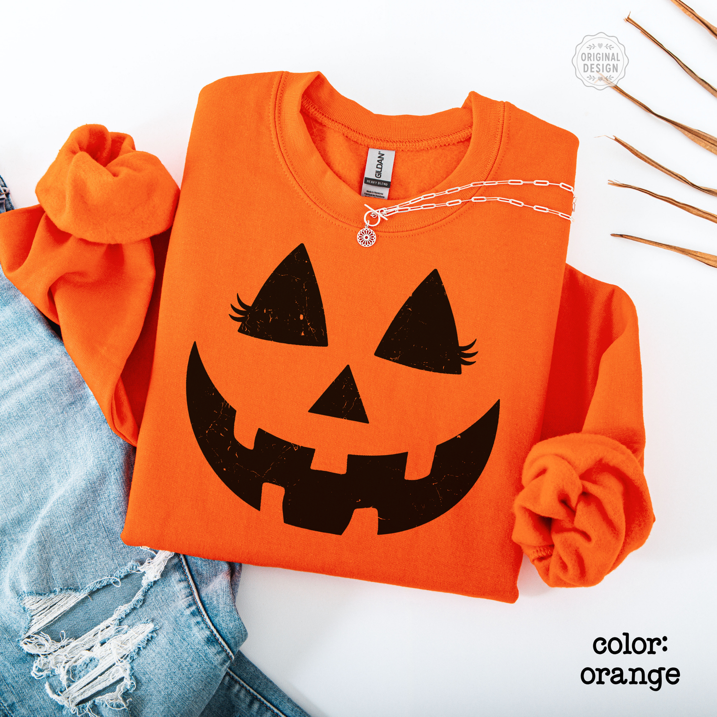 Retro Pumpkin Face Cozy Halloween Sweatshirt