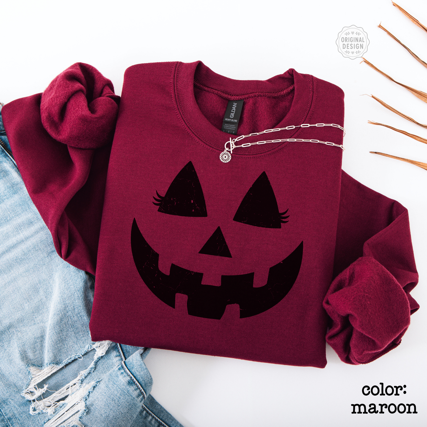 Retro Pumpkin Face Cozy Halloween Sweatshirt
