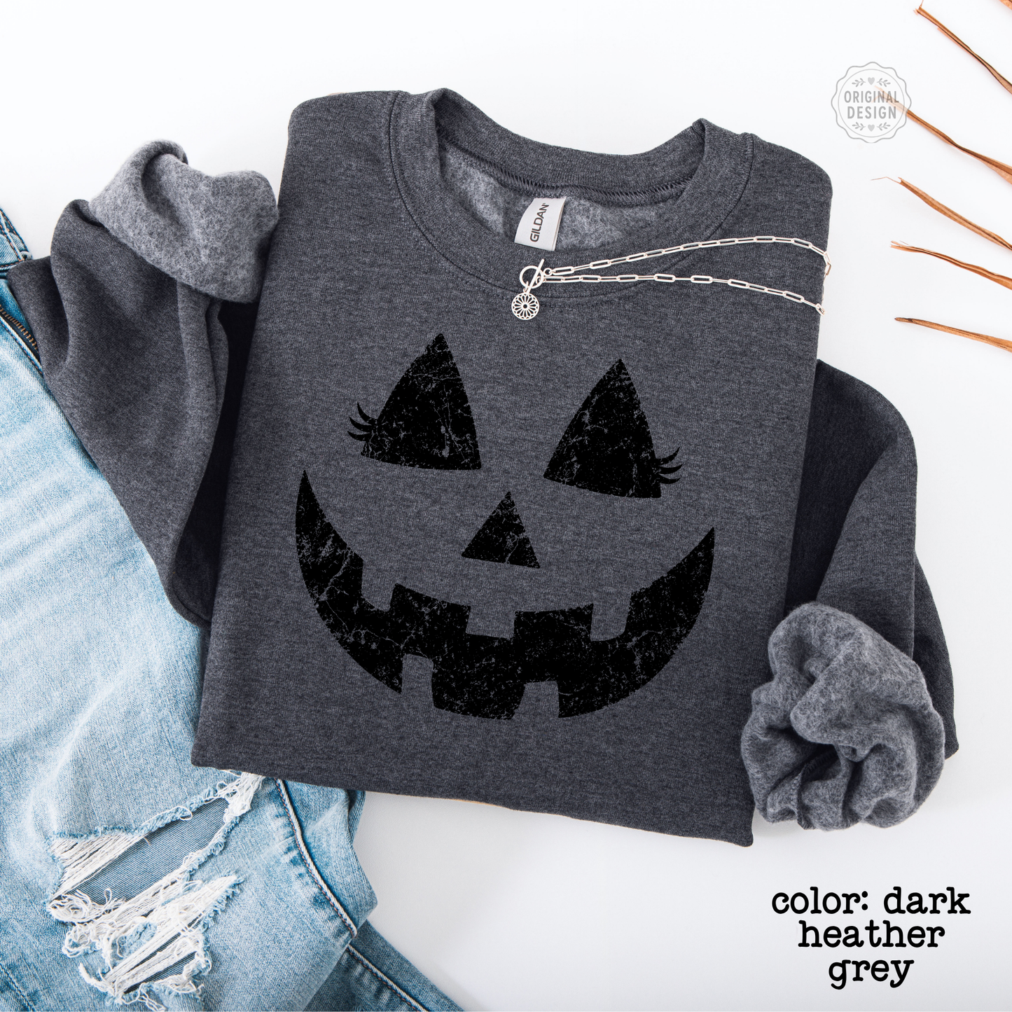 Retro Pumpkin Face Cozy Halloween Sweatshirt