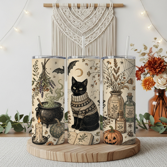 Spooky Black Cat Tumbler — The Perfect Halloween Gift for Cat Moms