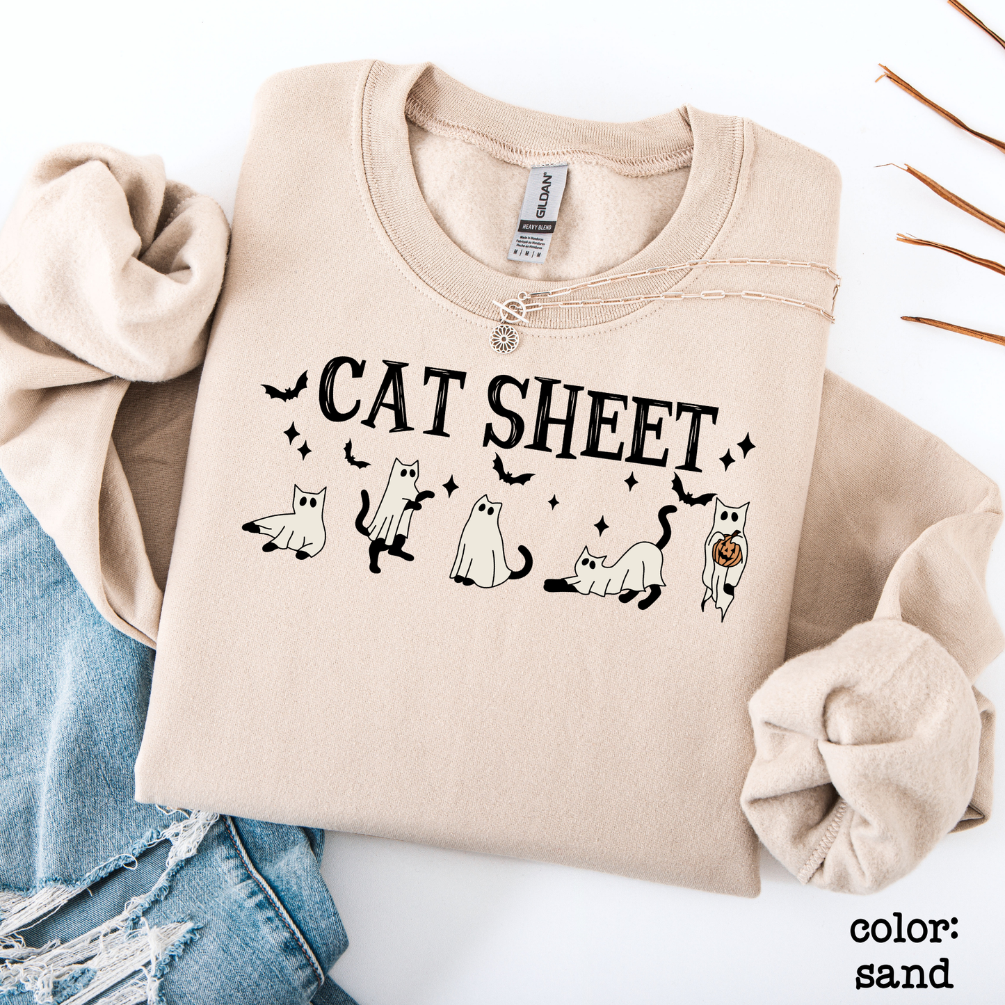 Funny Ghost Cat Halloween Sweatshirt