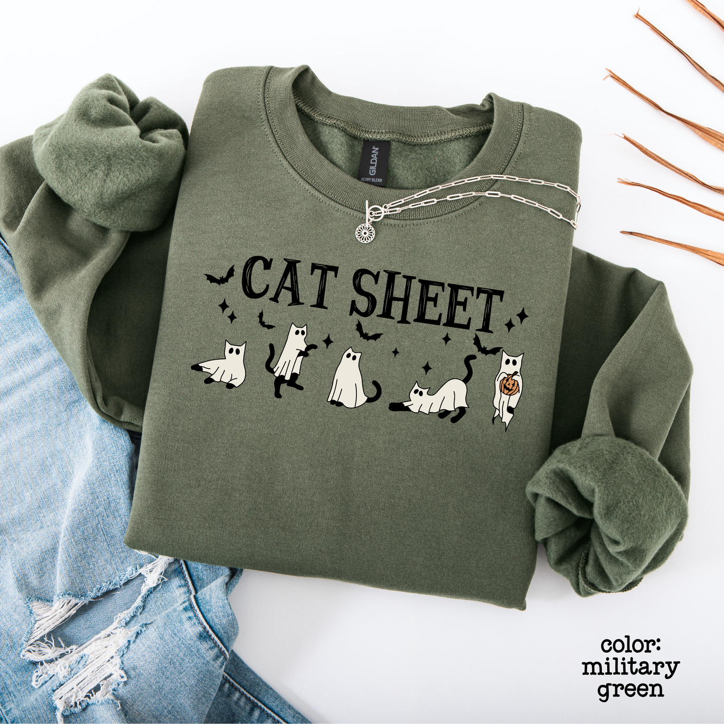 Funny Ghost Cat Halloween Sweatshirt