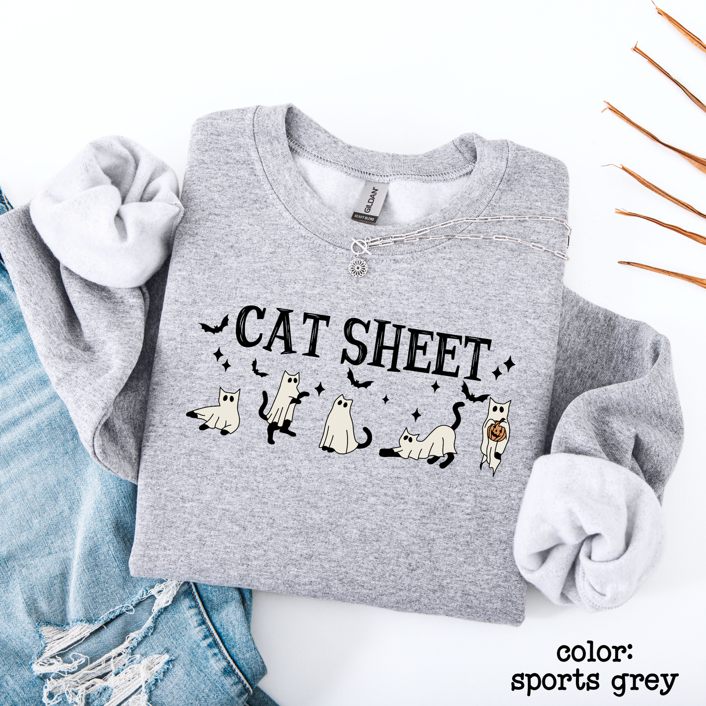 Funny Ghost Cat Halloween Sweatshirt