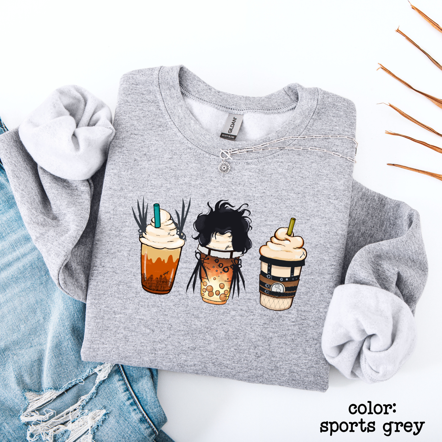 Halloween Skeleton Coffee Cup Sweatshirt