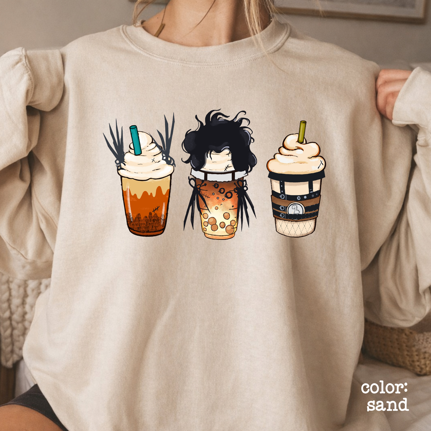 Halloween Skeleton Coffee Cup Sweatshirt