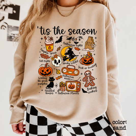 Tis The Season Halloween sweatshirt with festive spooky season design for fall